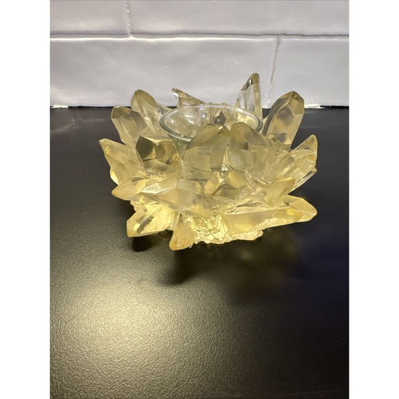 Lucite Votive Candle Holder Faux Quartz Crystal - Picture 4 of 11